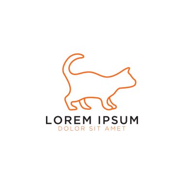 Kedi logo tasarım şablonu vektör çizimi