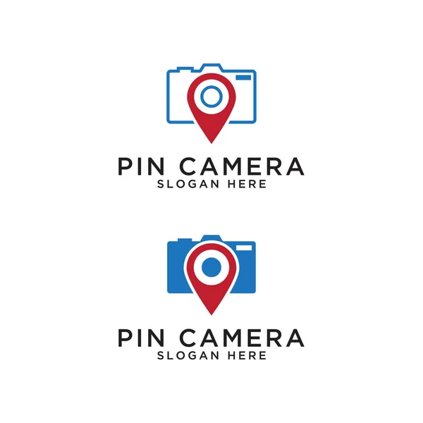 PIN-karta och kamera logo designmall — Stock vektor