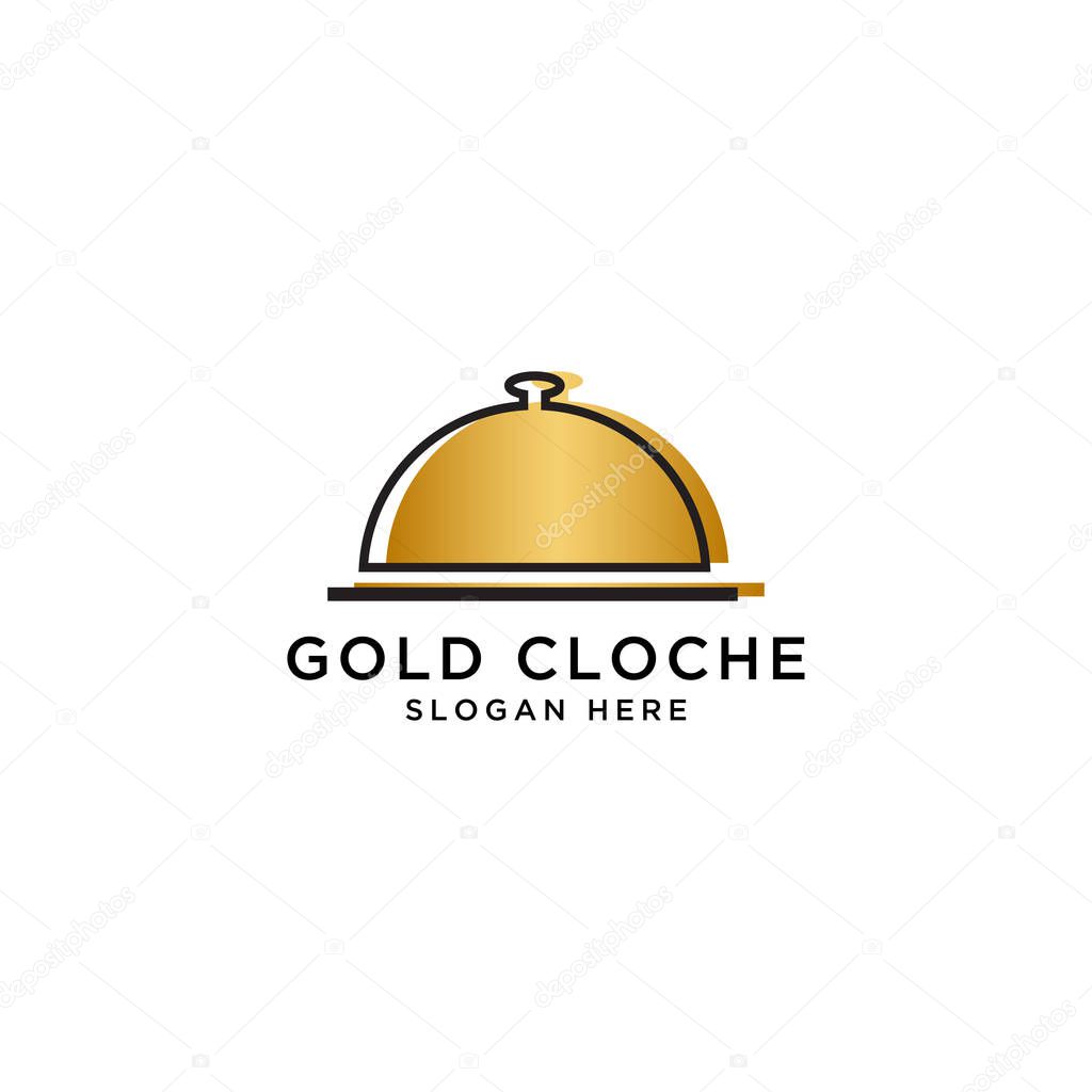 Illustration of food cloche logo design template