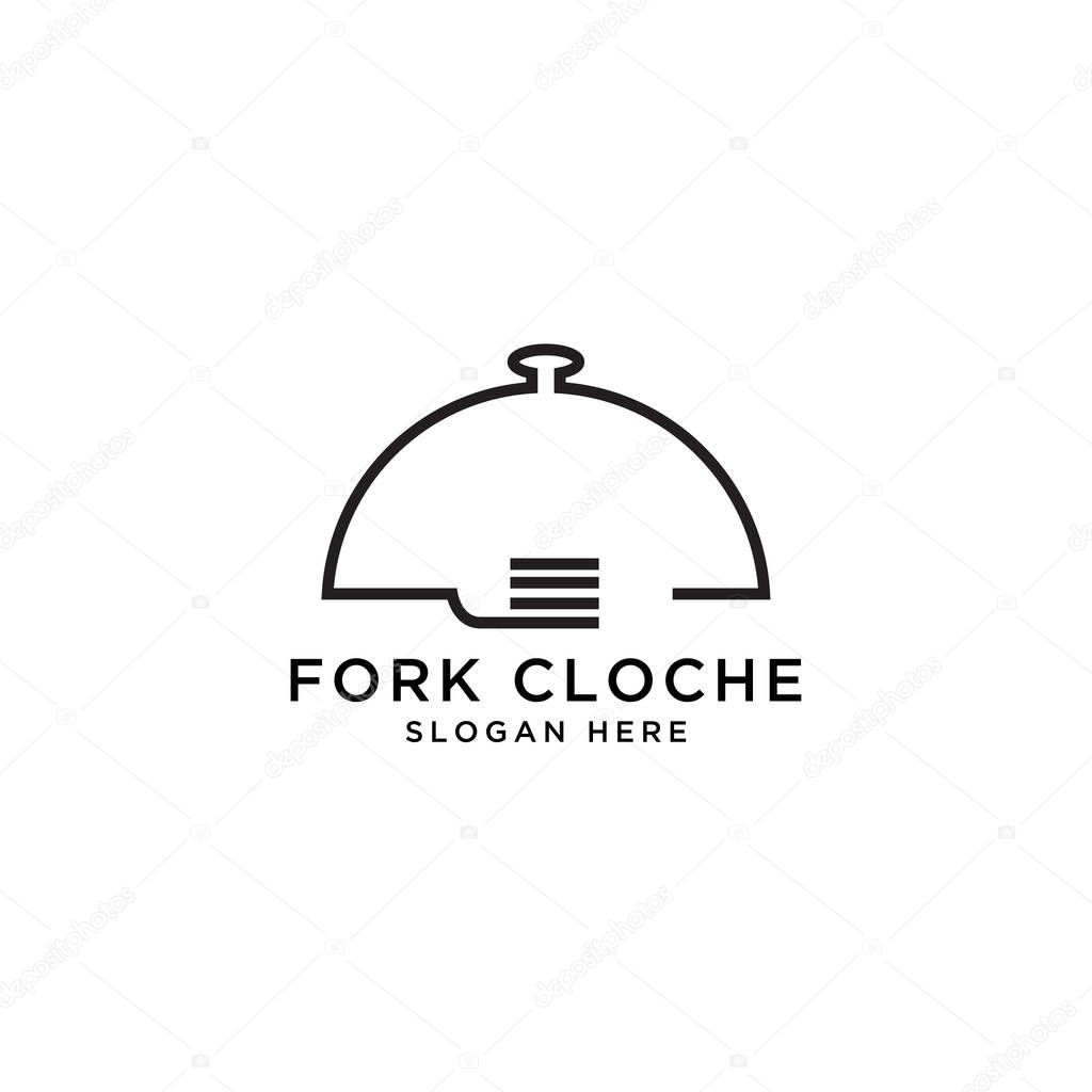 Illustration of food cloche logo design template
