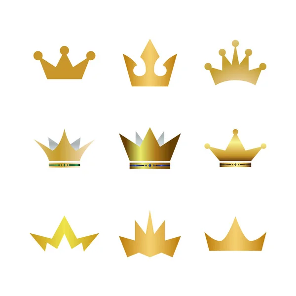 Colección Oro Corona Logotipo Icono Elemento — Archivo Imágenes Vectoriales