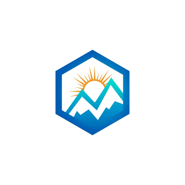 山自然ロゴ デザイン テンプレート ベクトル要素 — ストックベクタ