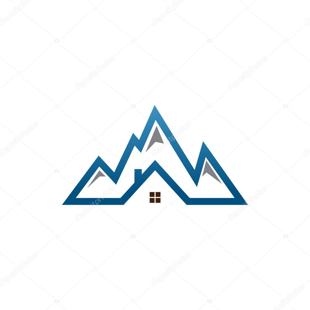 Real estate house mountain logo template vector