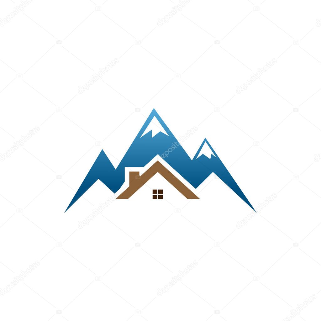 Real estate house mountain logo template vector