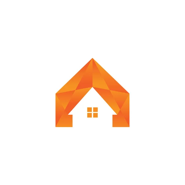 Orange Low Poly Maison Vecteur Immobilier — Image vectorielle