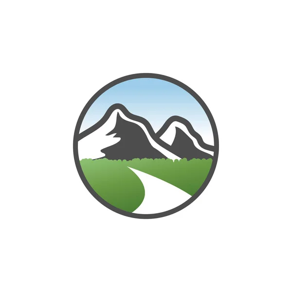 Paysage Montagne Classique Logo Conception Concept Vecteur — Image vectorielle