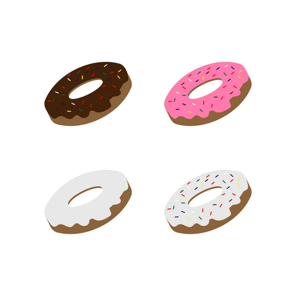 Coleção Delicioso Elemento Vetorial Modelo Donut Design —  Vetores de Stock