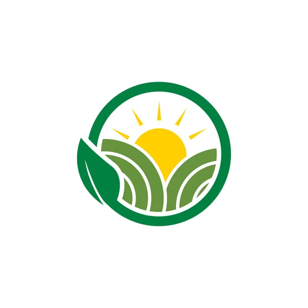 清洁农场农业标志设计概念模板 — 图库矢量图片