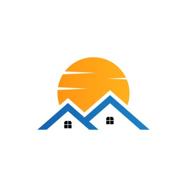 Güneşli Emlak logo tasarım şablonu vektör