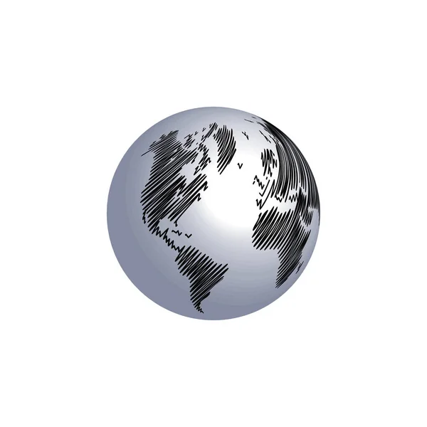 Carte Monde Globe Gribouiller Modèle Élément Conception — Image vectorielle