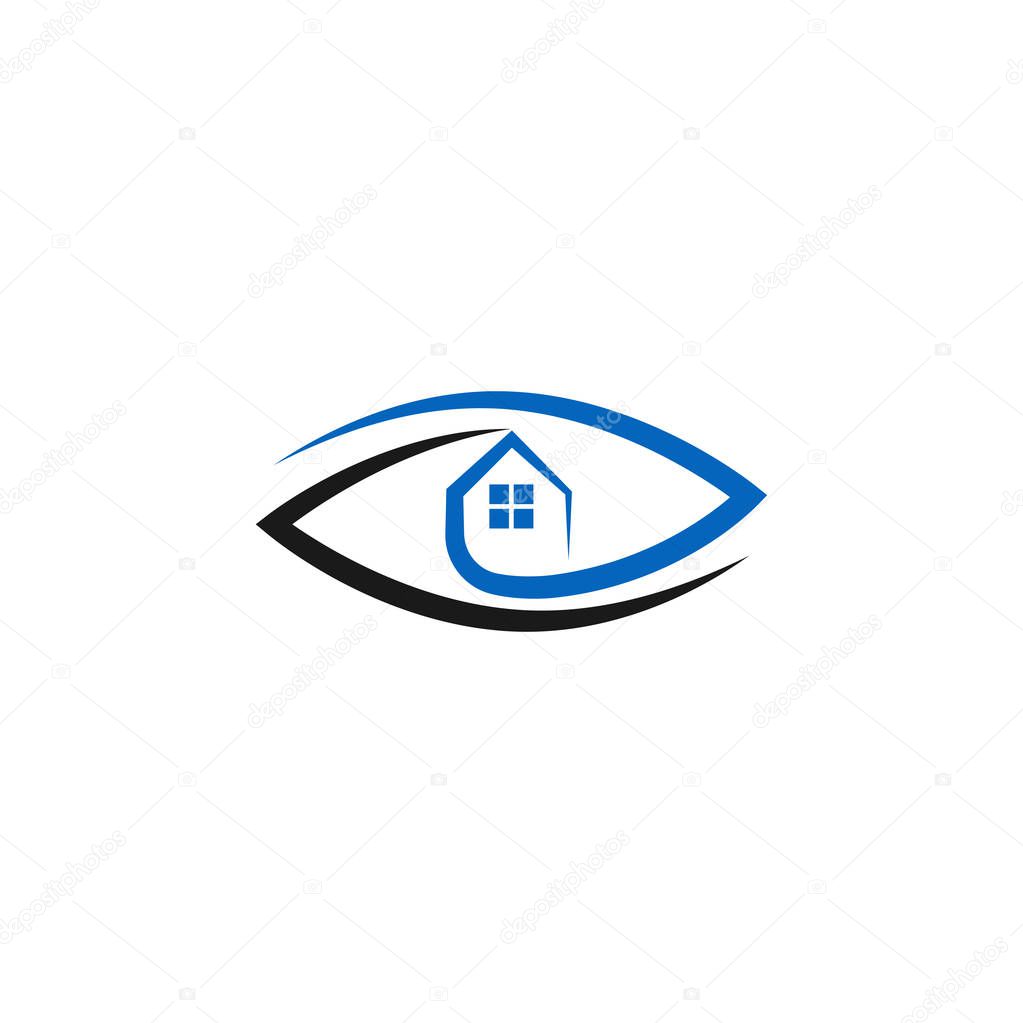 Real estate logo concept of eye and house vector