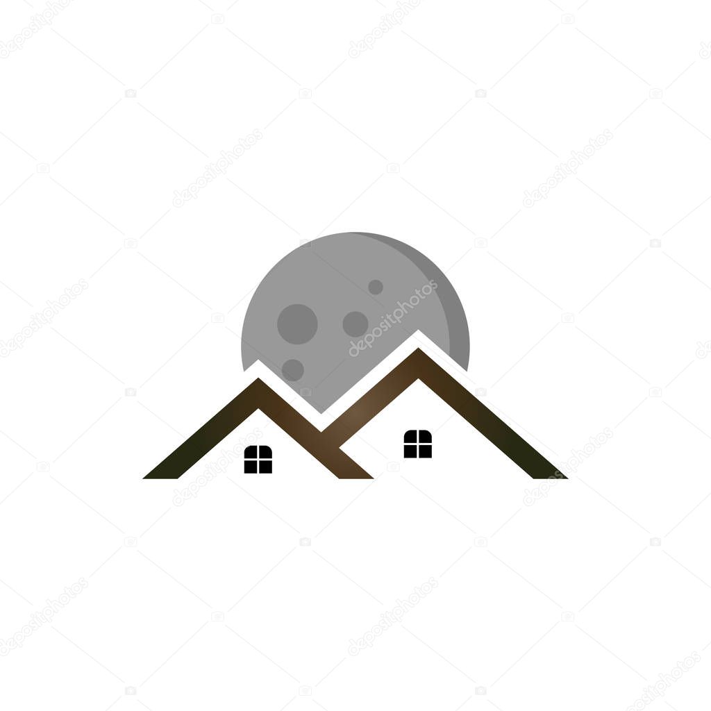 Full moon with real estate logo template