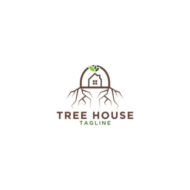 Ağaç evi logo tasarım şablon çizimi