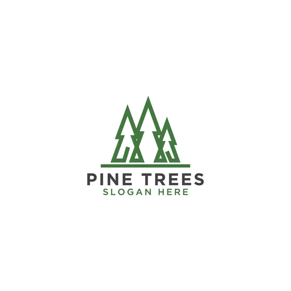 Illustration Pine Tree Line Art Logo Design Template — Stock Vector