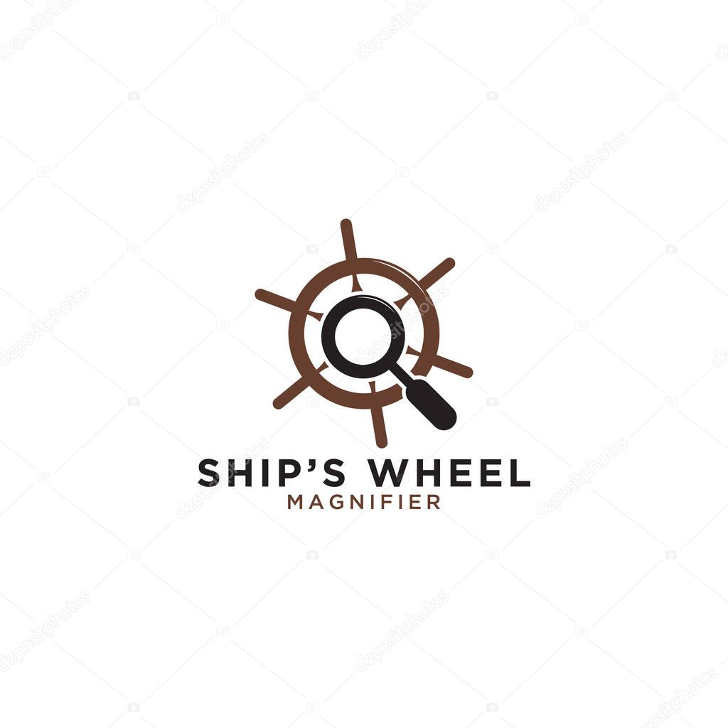 Illustration of ship wheel logo design template