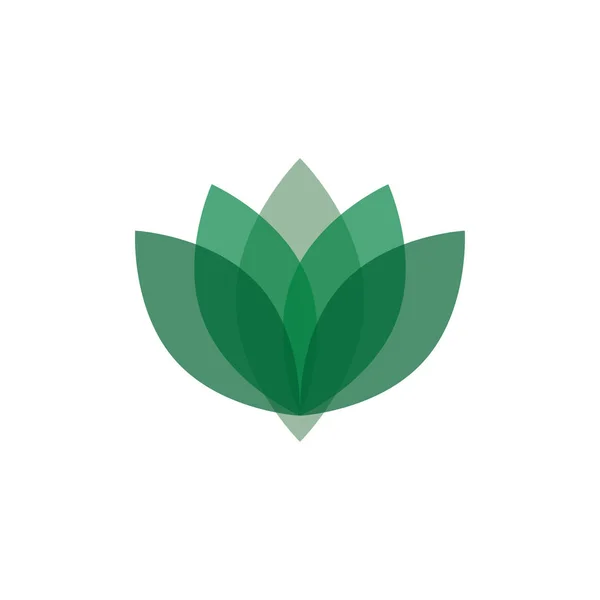 抽象的な緑と透明なロータスのロゴデザイン — ストックベクタ