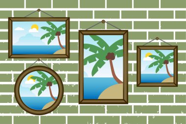 Gün yaz plaj çerçeve üzerinde bir duvar vektör