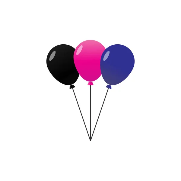 Globos Con Color Negro Rosa Violeta Están Atados — Vector de stock