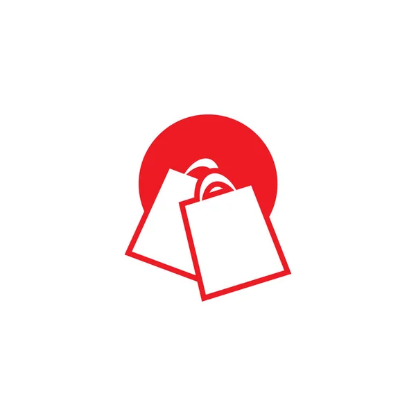 Bolso Compras Rojo Con Vector Plantilla Diseño Logotipo Círculo Por — Archivo Imágenes Vectoriales