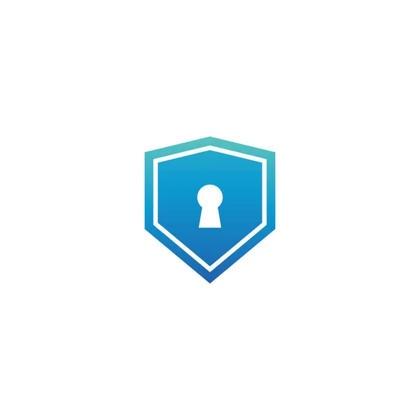 鍵穴ロゴ デザイン テンプレート ベクトルと青い盾 — ストックベクタ