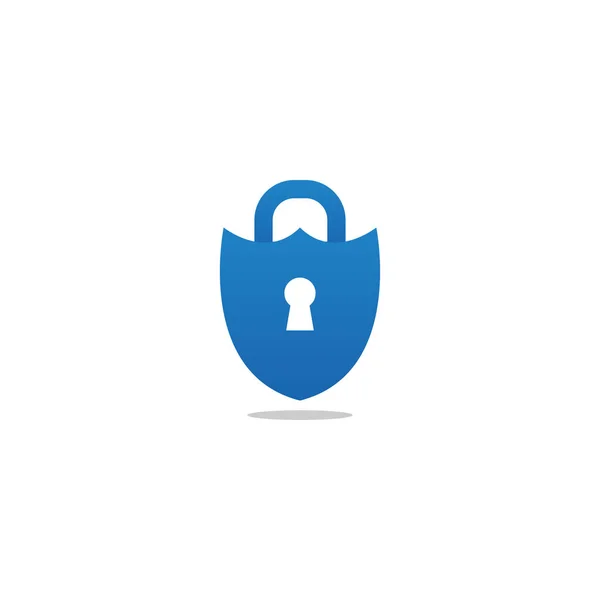 Mavi Asma Kilit Kalkan Logo Tasarım Şablonu Vektör — Stok Vektör