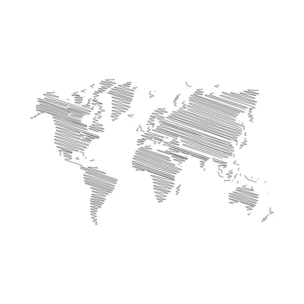 Ilustración Del Mapa Del Mundo Garabato Diseño Vectores Eps10 — Vector de stock
