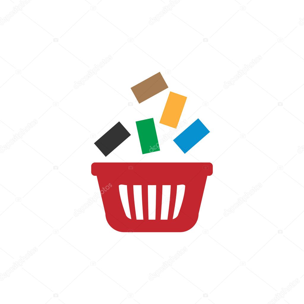 Shopping bag with goods retail logo design template vector