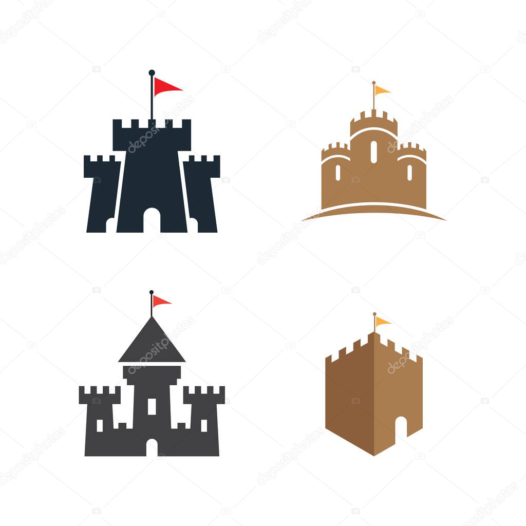 Illustration of castle logo design template vector