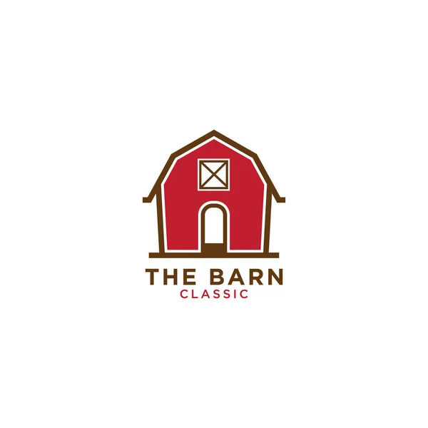 Illustration Red Barn Logo Design Template — Stock Vector