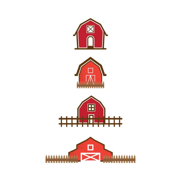 Illustration Red Barn Logo Design Template — Stock Vector