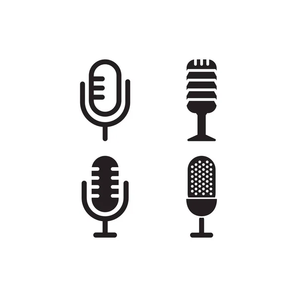 Illustration Vecteur Modèle Icône Logo Microphone — Image vectorielle