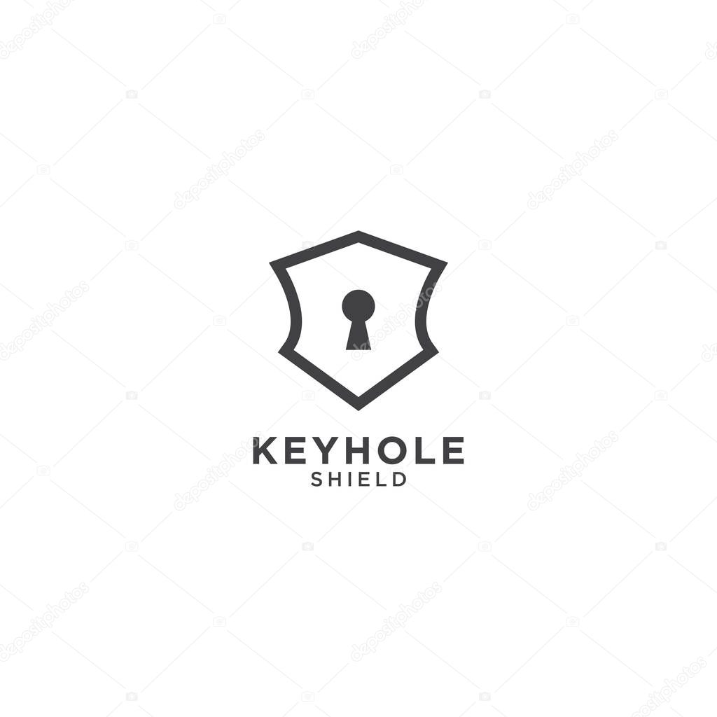 Illustration of keyhole and shield graphic design template