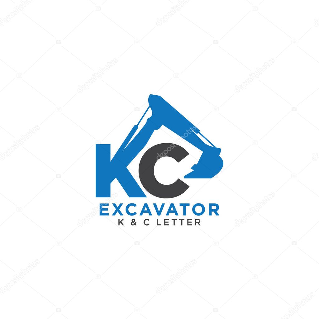 Letter K and C initial excavator template