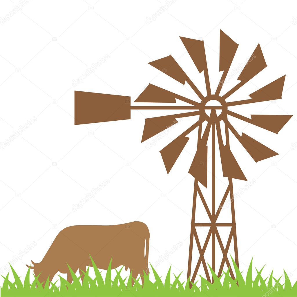 Cow on the field illustration vector eps10