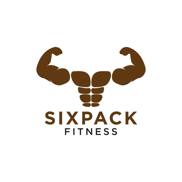 Sixpack vientre y fuerte plantilla de diseño de logotipo muscular — Archivo Imágenes Vectoriales