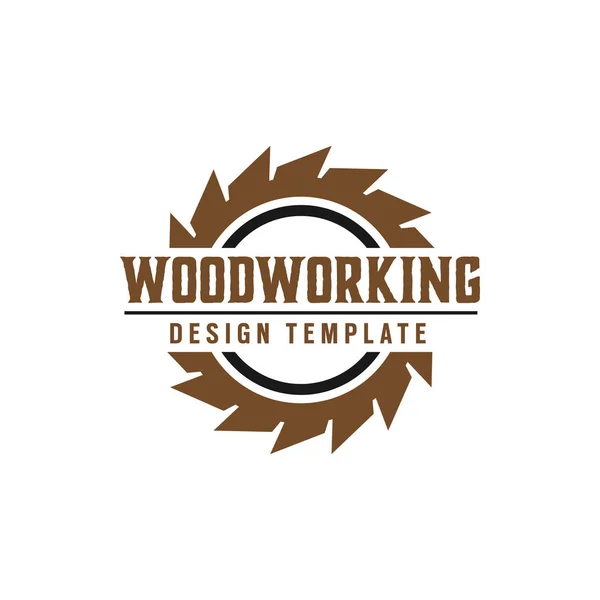 Woodworking engrenagem logotipo design modelo vetor elemento — Vetor de Stock