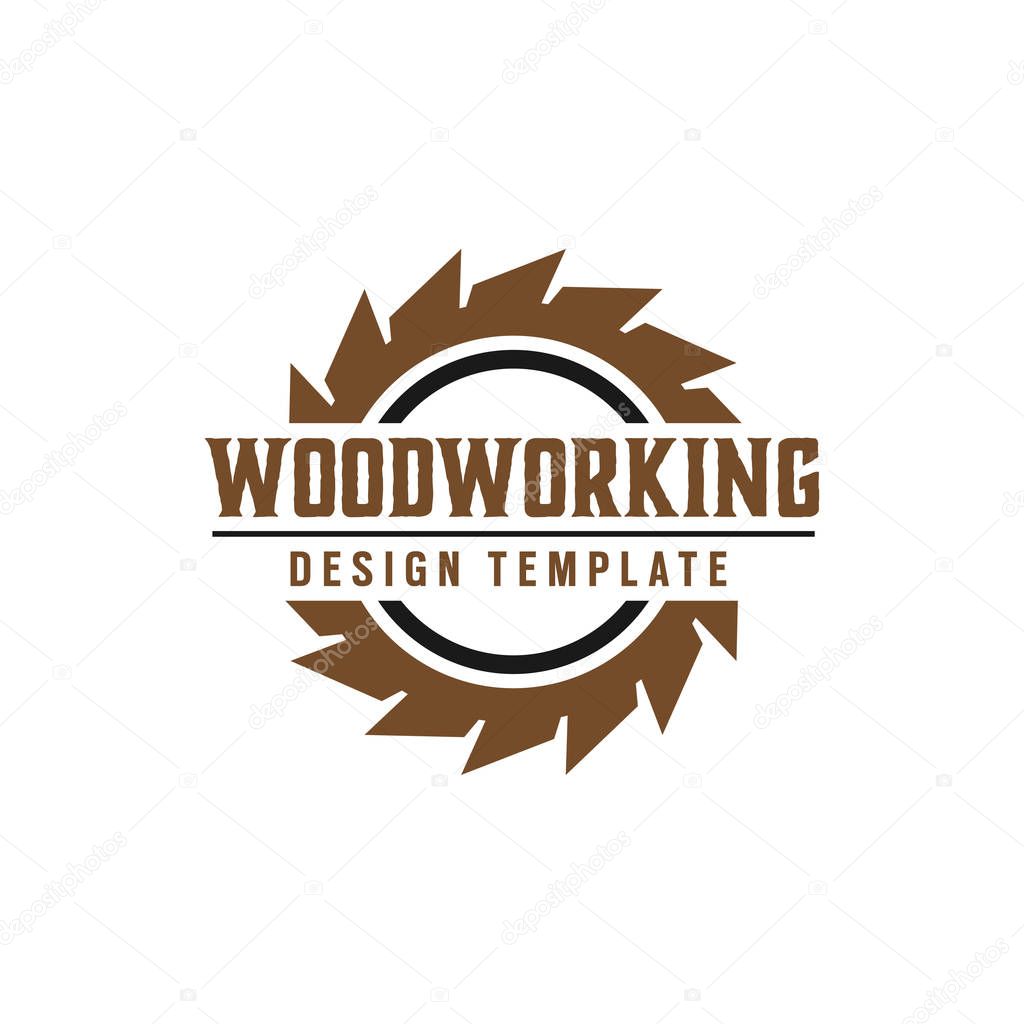 Woodworking gear logo design template vector element isolated