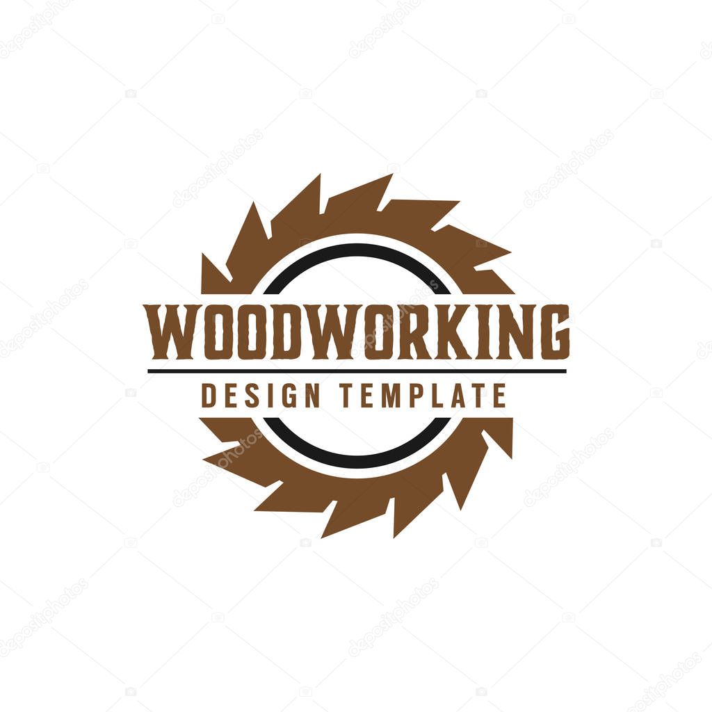 Woodworking gear logo design template vector element