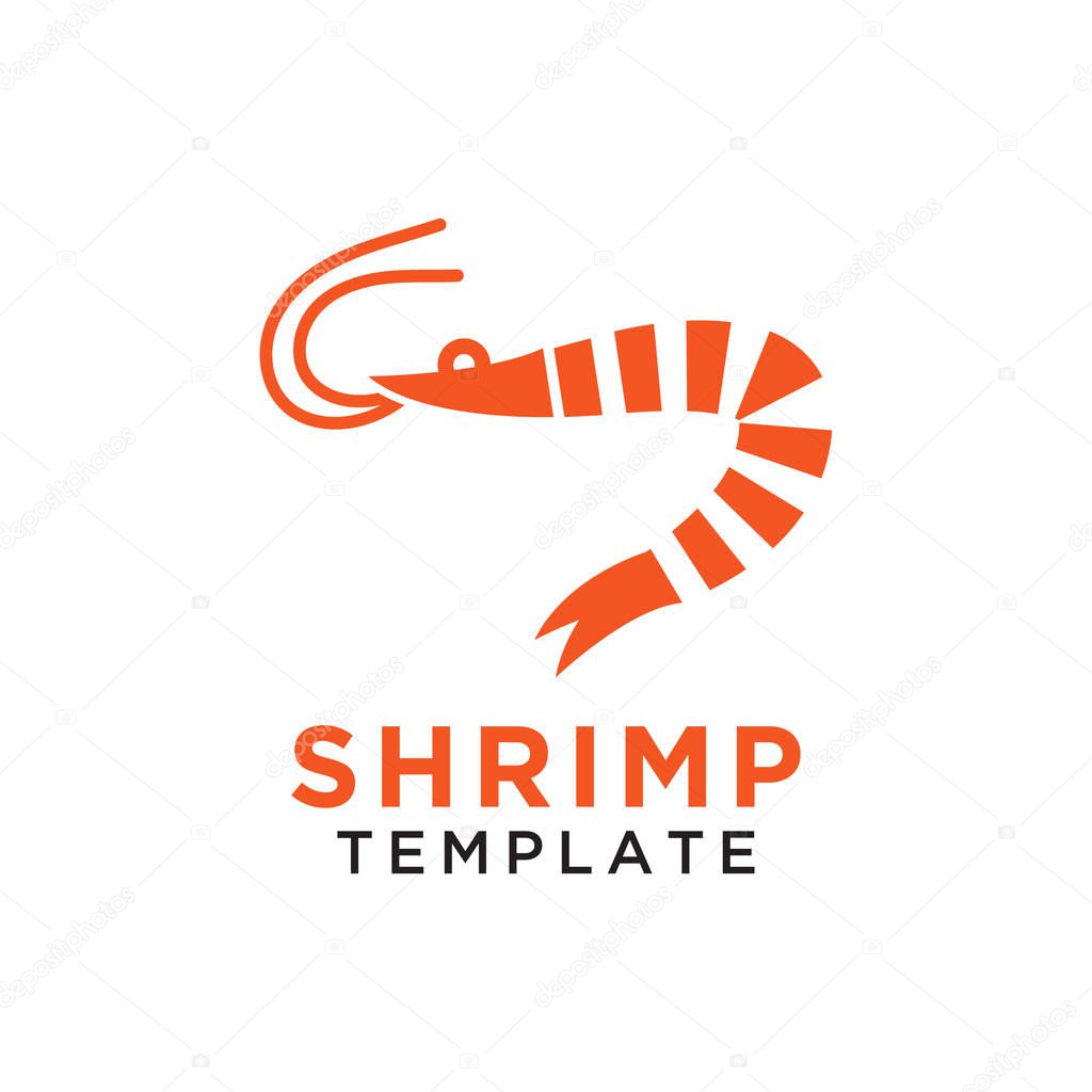 Illustration of simple shrimp logo design template vector isolated