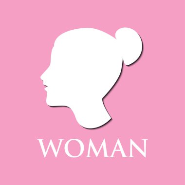 Pembe bir arka plan üzerinde kadın logo gösterimi