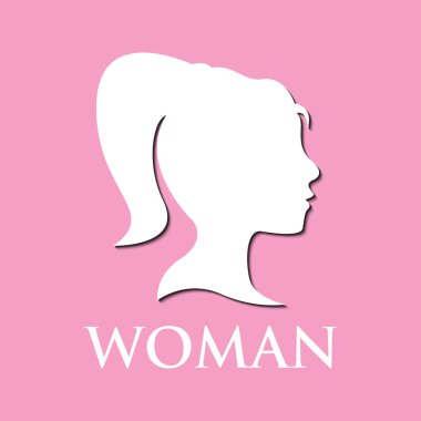 Pembe bir arka plan üzerinde kadın logo gösterimi
