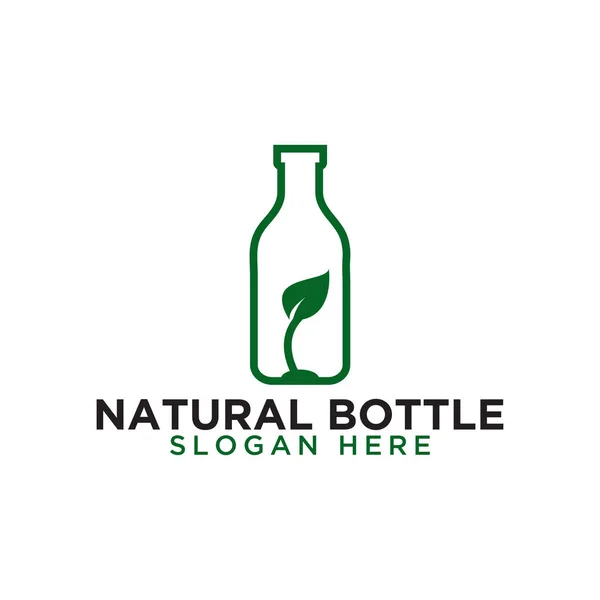 Иллюстрация Вектора Дизайна Логотипа Бутылки Листа — стоковый вектор