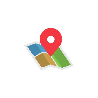 Harita ve PIN simgesi tasarım şablonu vektör çizimi