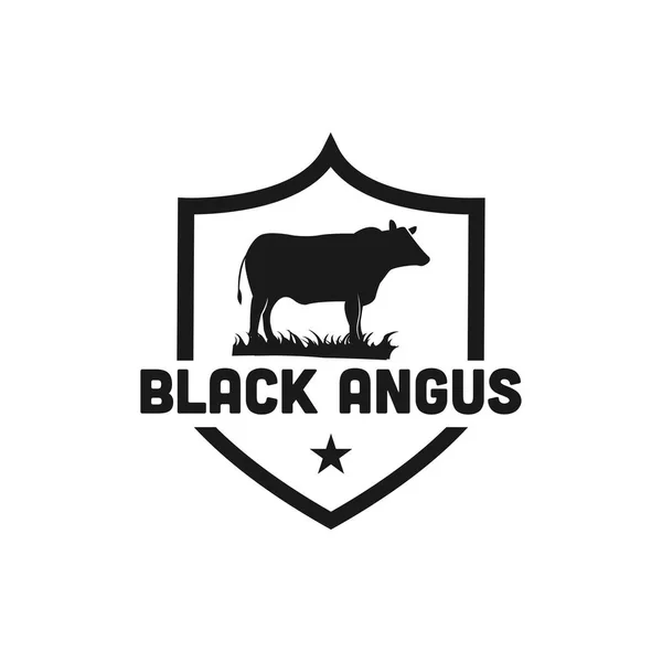 Siyah angus sığır amblemi tasarım şablonu vektörü