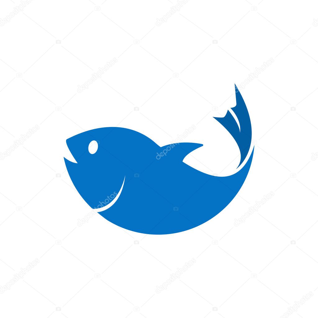Illustration of blue fish element graphic template vector