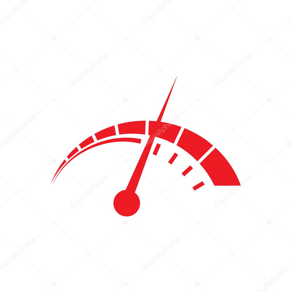 Illustration of red speedometer logo design template vector