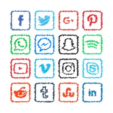 Sosyal medya simge şablon vektör çizim karalamak