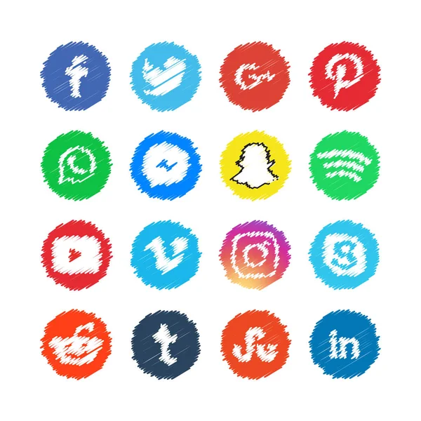 Bazgroły Mediów Społecznościowych Ikony Szablon Wektor Ilustracja — Wektor stockowy
