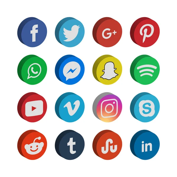 Colección Redes Sociales Icono Plantilla Vector — Archivo Imágenes Vectoriales