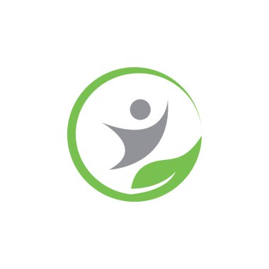 Doğal yaprak sağlık logo simge tasarım şablonu vektör